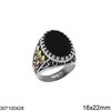 Stainless Steel Male Ring with Oval Onyx 16x22mm