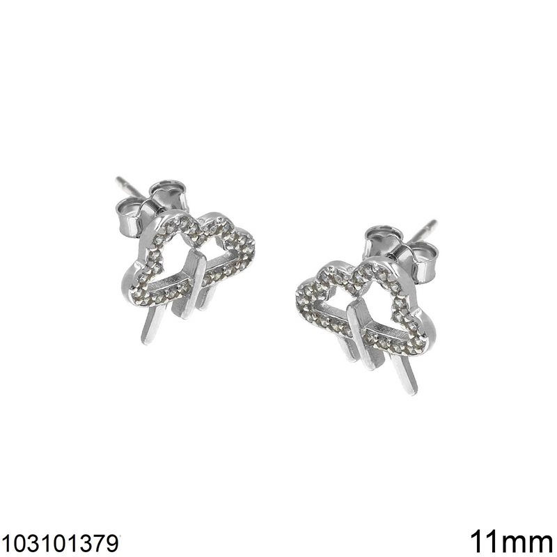 Silver 925 Earrings Cloud with Zircon 11mm