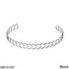 Stainless Steel Bracelet with Outline Hearts Open 8mm