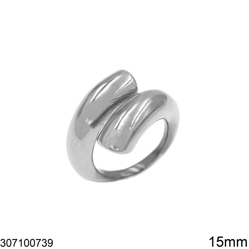 Δαχτυλίδι Ατσάλινο με 2 Γλώσσες Πομπέ 7mm