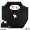 Stainless Steel Set of Necklace, Bracelet and Stud Earrings Plastic Animals