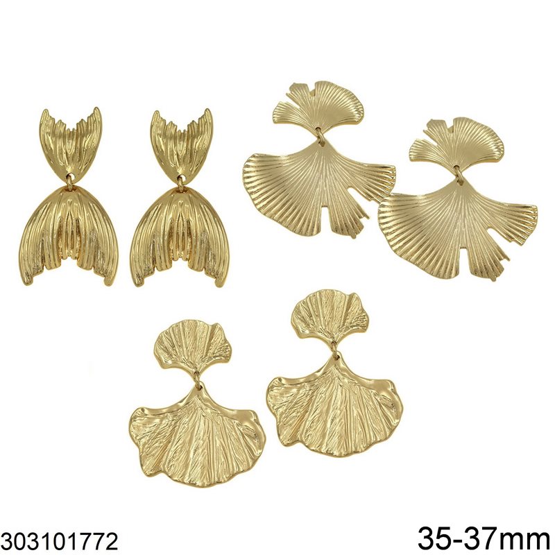 Σκουλαρίκια Ατσάλινα Καρφάκι με Κρεμαστή Ουρά 35-37mm