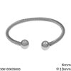 Stainless Steel Twisted Wire Bracelet 4mm with Ball 10mm