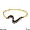 Stainless Steel Bracelet Wavy with Samballa 3mm, Gold