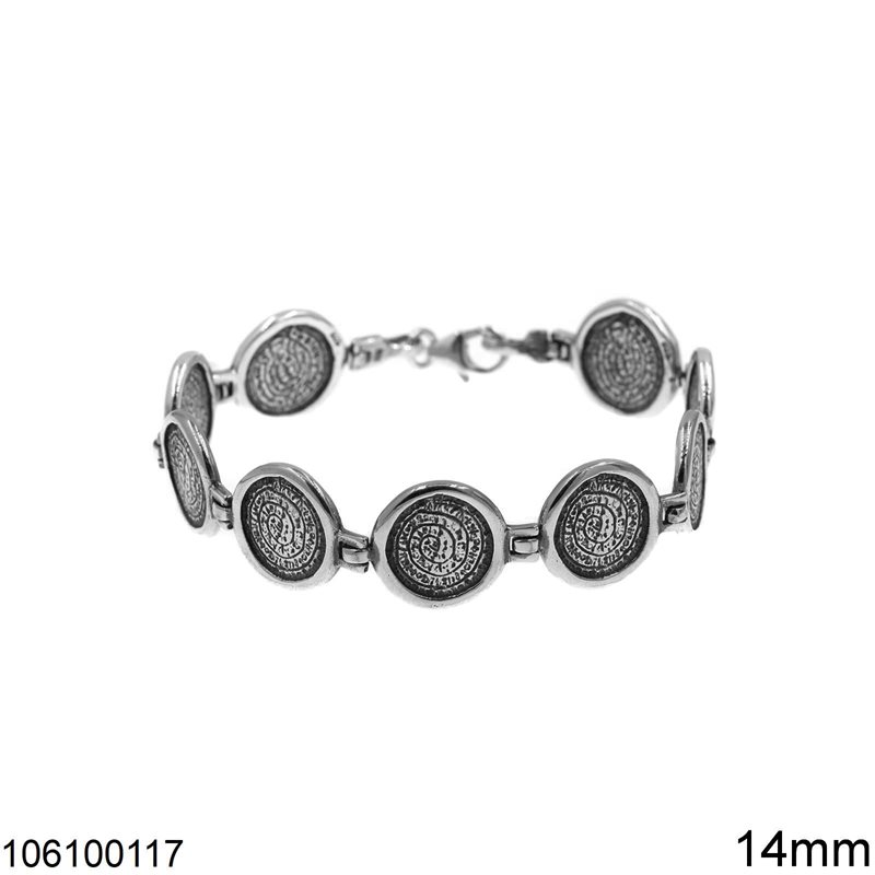 Silver 925 Bracelet with Disk of Phaistos 14mm