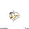 Silver 925 Heart Pendant with Zircon and "Mom" 17mm