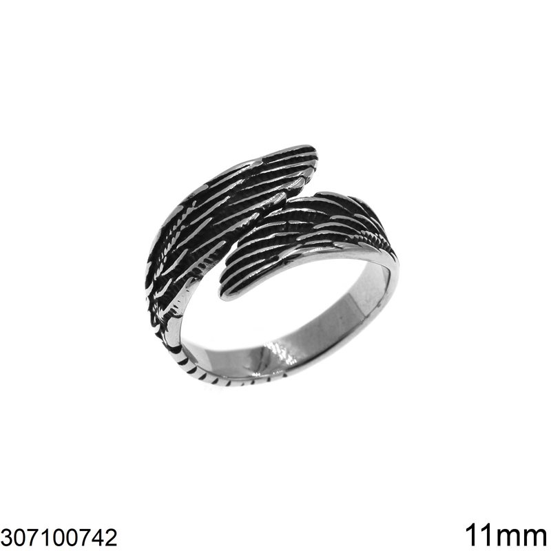 Δαχτυλίδι Ατσάλινο Φτερό 11mm, Οξυντέ