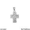 Silver 925 Pendant Hammered Cross 6x17x22mm