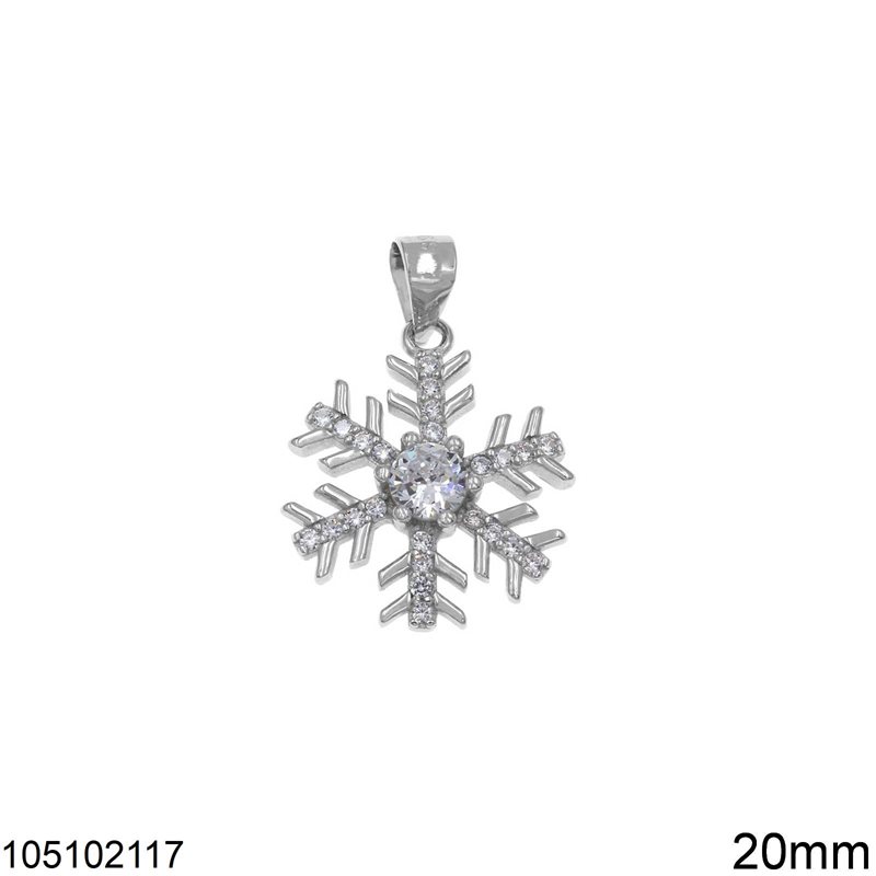 Silver 925 Pendant Snowflake with Zircon 20mm