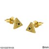 Silver 925 Stud Byzantine Triangle Earrings with Zircon 8mm