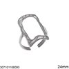 Stainless Steel Ring with Rectangular Irregular Shape Open 24mm
