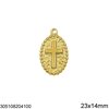 Stainless Steel Oval Pendant Cross 23x14mm