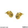 Silver 925 Stud Byzantine Pearshape Earrings with Zircon 6x8mm