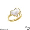 Stainless Steel Ring Melted Heart with Shell 15mm
