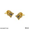 Silver 925 Stud Byzantine Rombus Earrings with Zircon 8mm