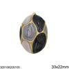 Stainless Steel Curved Oval Pendant with Enamel 33x22mm