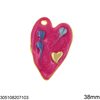 Stainless Steel Pendant Heart with Enamel 38mm