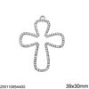 Casting Pendant Cross Outline with Rhinestones 39x30mm