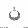 Silver 925 Pendant Circle with Design 24mm