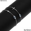 Silver 925 Bracelet Cross with Zircon and Evil Eye with Shell 5x10mm