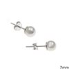 Silver 925 Stud Earrings with Pearl 7mm