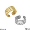 Stainless Steel Four Lines Ring with Water Effect Open 10mm