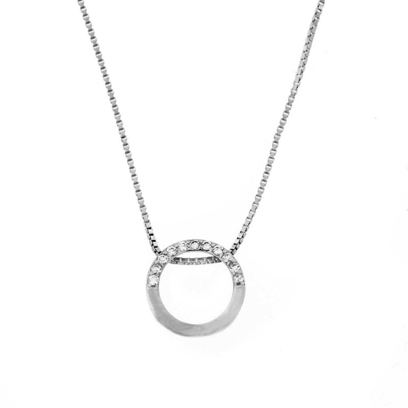Silver 925 Necklace Circle with Zircon 