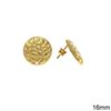 Casting Round Earring Stud with Hole Embossed 16mm, Gold plated NF