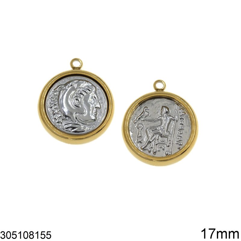Stainless Steel Pendant Coin 17mm