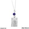 Silver 925 Car Amulet Parallelogram Icon 28x18mm with Evil Eye 12-14cm