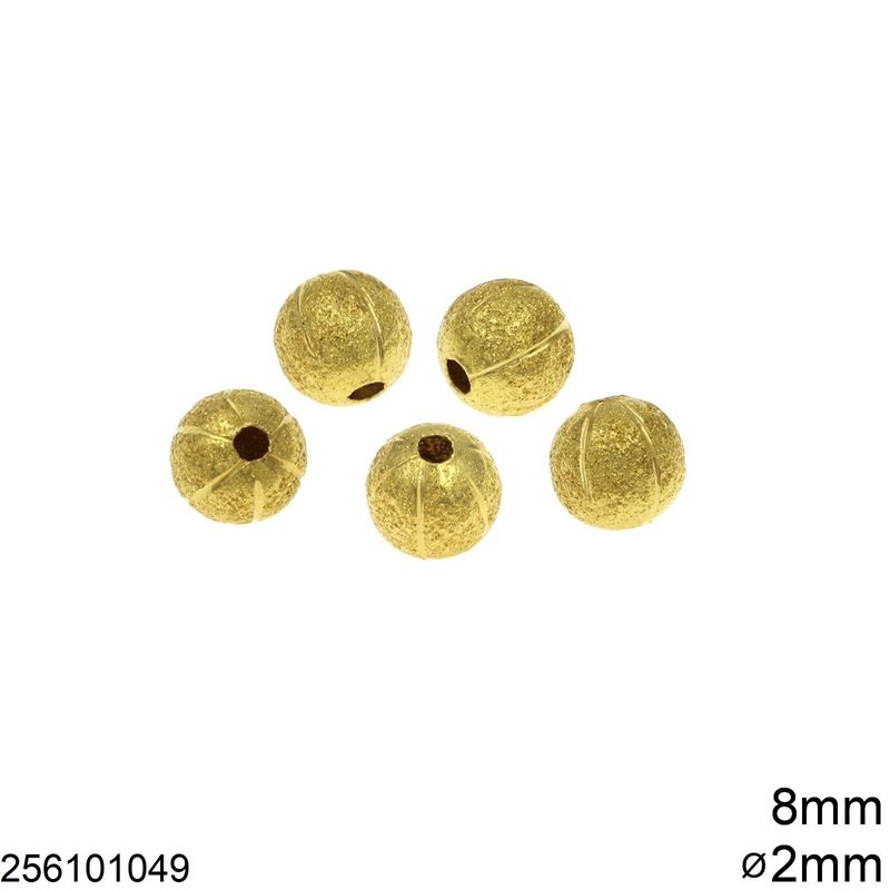 Brass Round Hollow Bead Stardust 8mm