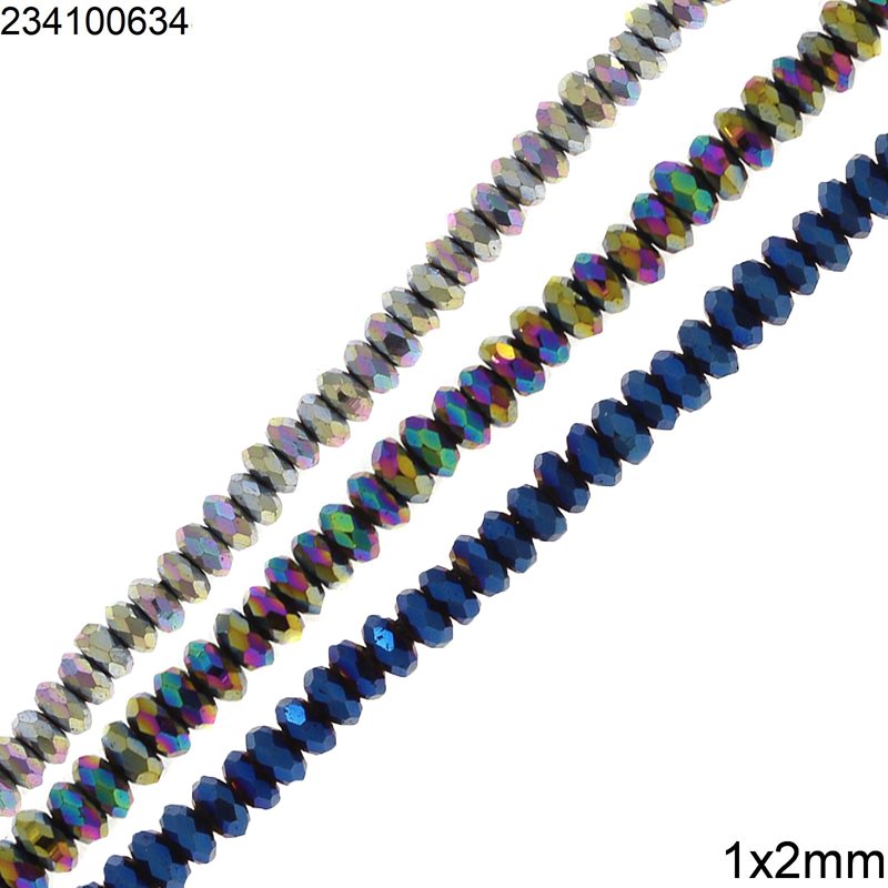 Hematite Rodelle Faceted Beads 1x2mm