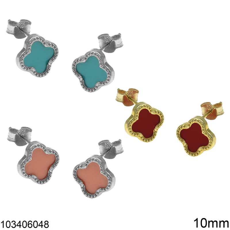 Silver 925 Stud Earrings Cross with Pasta 10mm