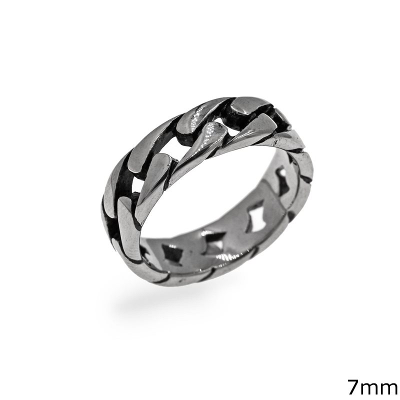 Stainless Steel Ring with Chain 7mm