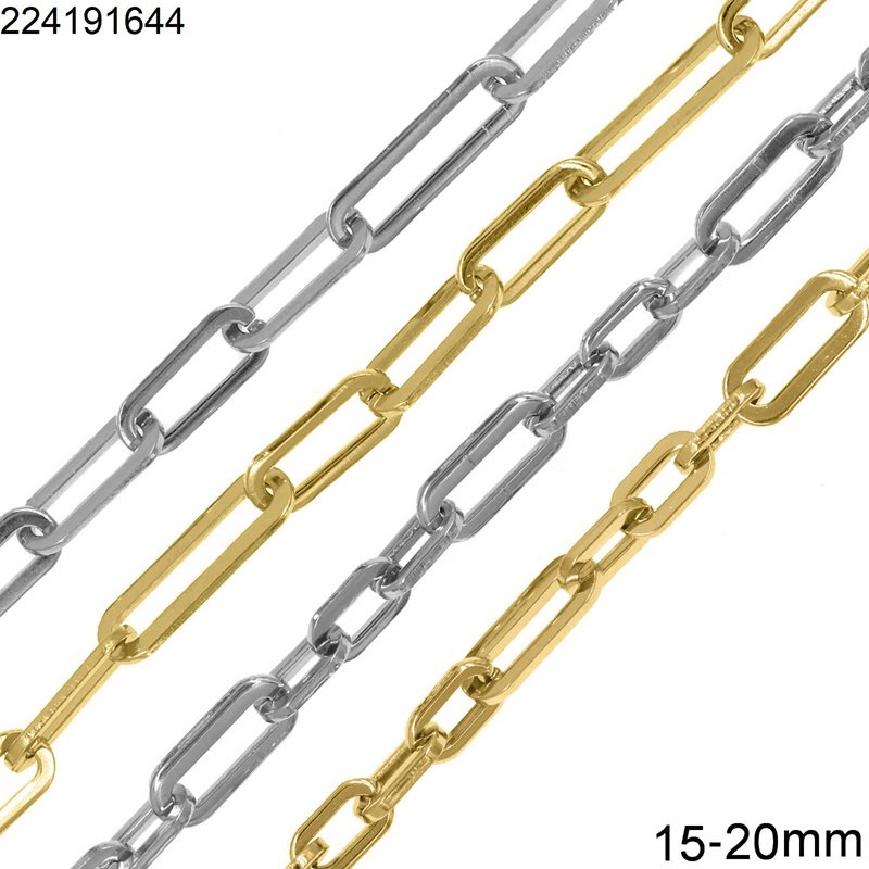 Stainless Steel Oval Link Chain 3:1 Flat Wire 15-20mm
