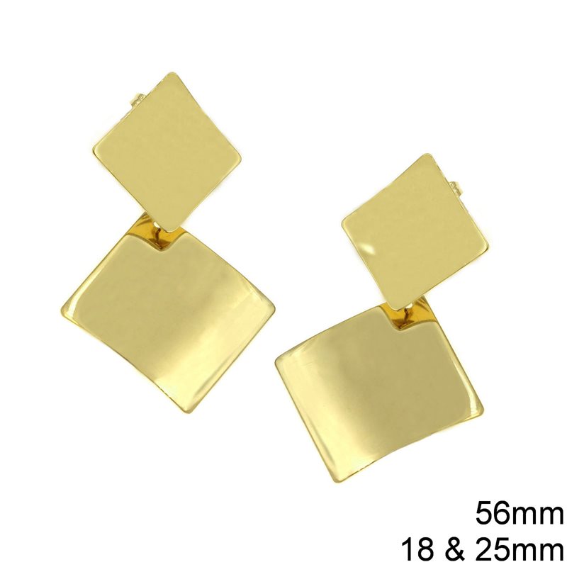 Stainless Steel Earrings with Squares 18 & 25mm