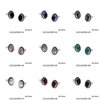 Silver 925 Stud Earrings with Oval Semi Precious Stones 8x10mm