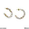 Stainless Steel Stud Earrings Hoops with Crystals 35mm