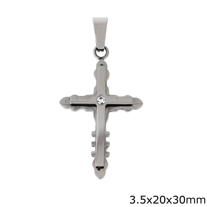 Stainless Steel Pendant Cross 3.5x20x30mm