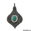Pendant with Marcasite and Amazonite stone 45x60mm