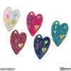 Stainless Steel Pendant Heart with Enamel 38mm