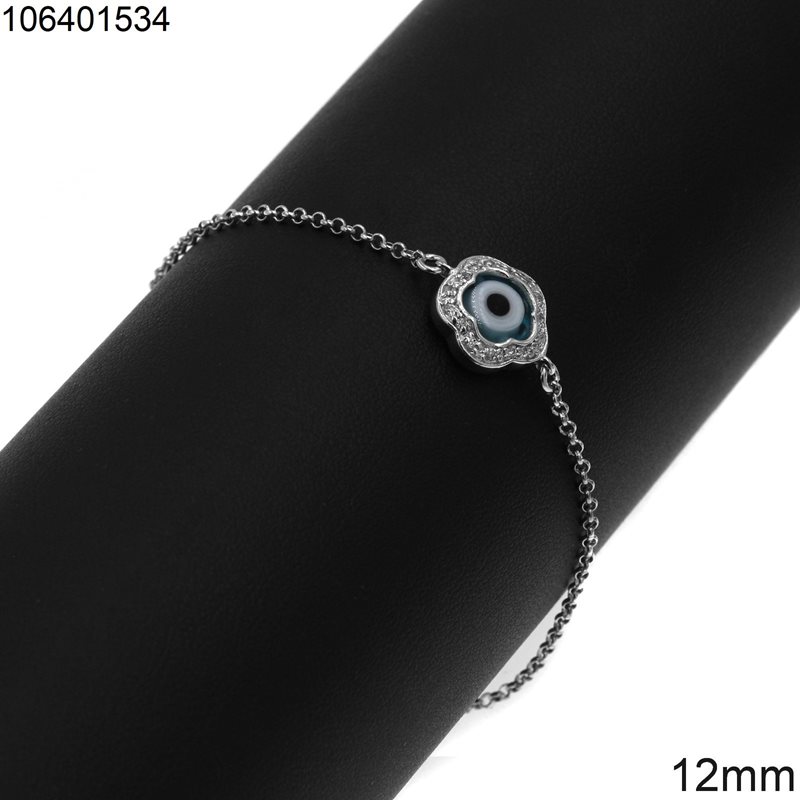 Silver 925 Bracelet Daisy with Evil Eye and Zircon 12mm