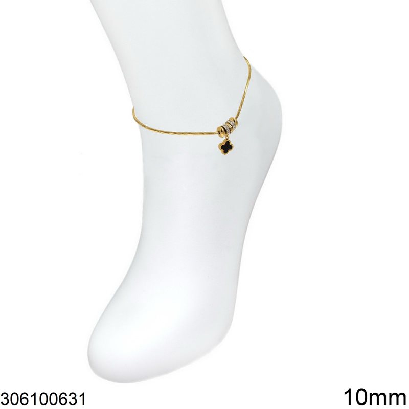 Stainless Steel Ankles with Rondelle Beads and Cross 10mm