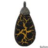 Wooden Pendant in pearshape with marcasite 5x7cm