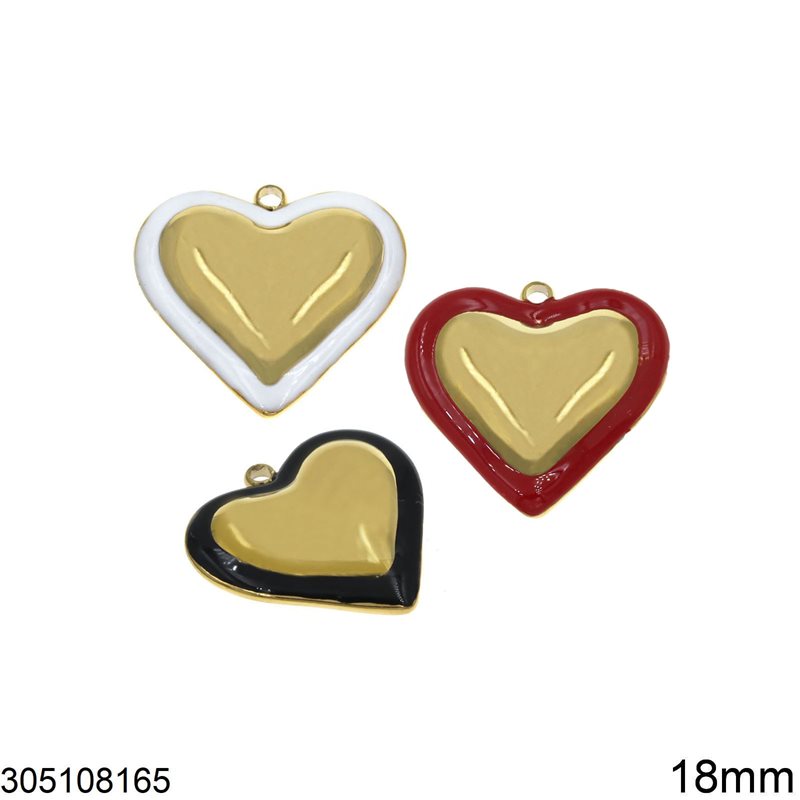 Stainless Steel Pendant Heart with Enamel 18mm