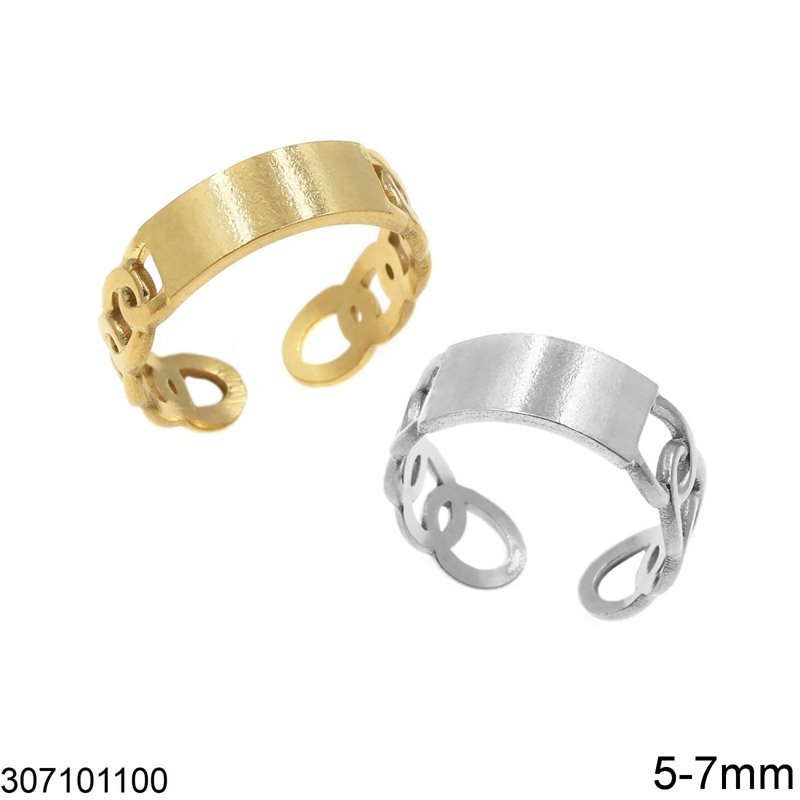 Stainless Steel Ring Tag with Chain Open 5-7mm