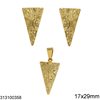 Stainless Set of Earings & Pendant Triangle 17x29mm , Gold