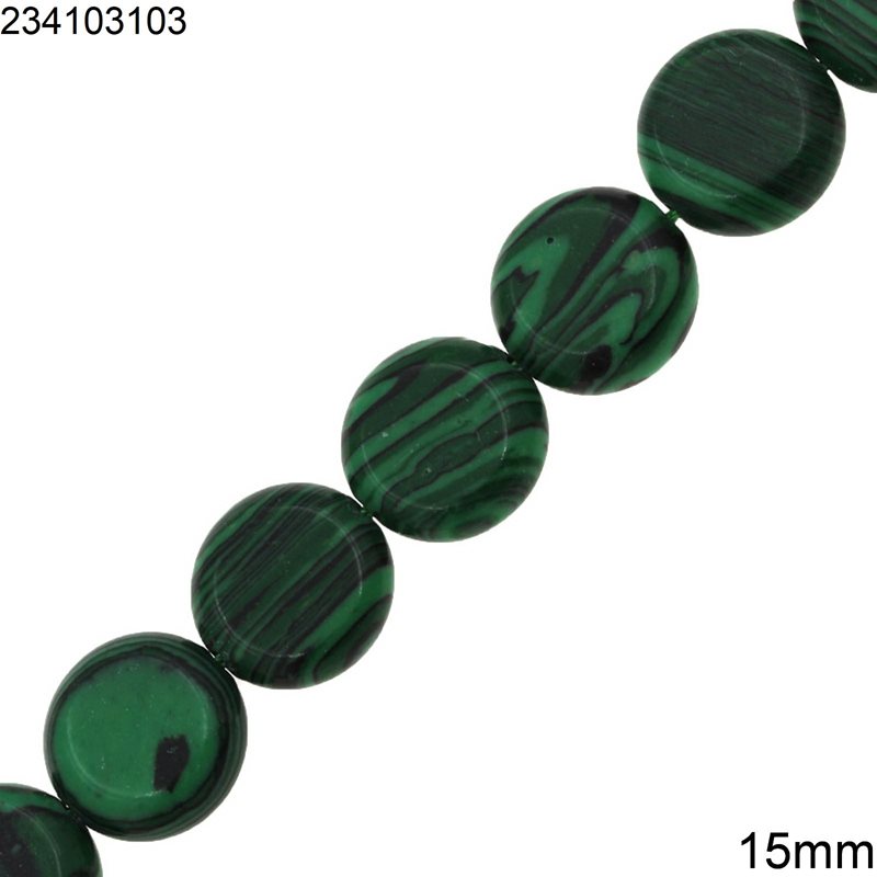 Malachite Round Disk Beads 15mm