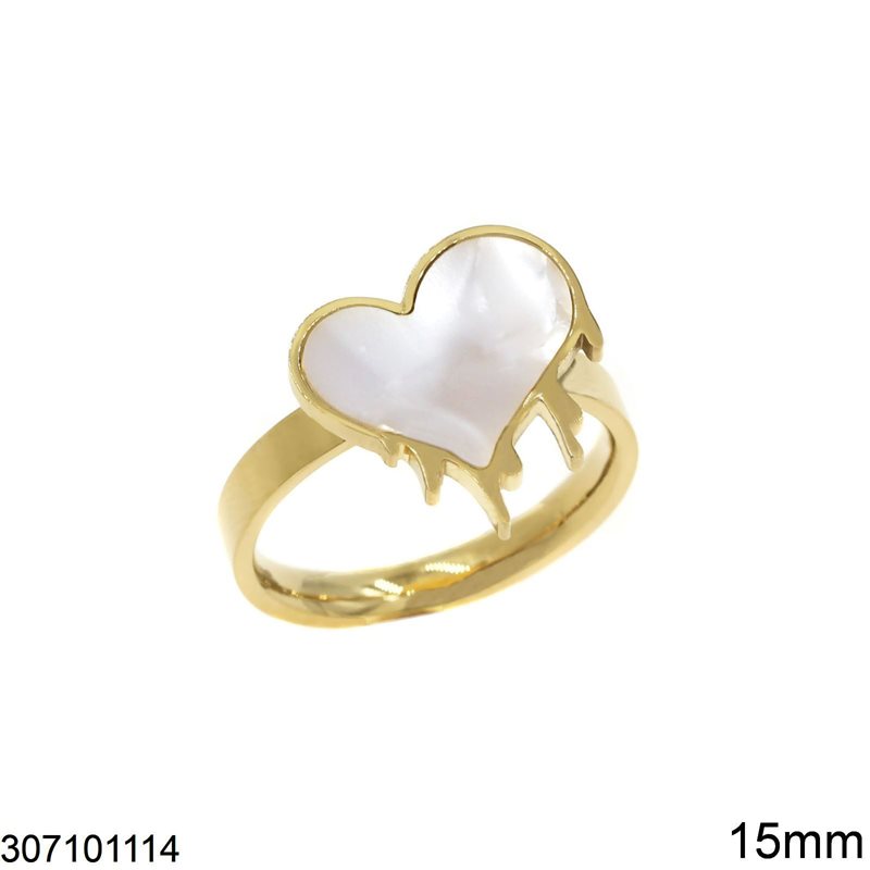 Δαχτυλίδι Ατσάλινο Καρδιά Λιωμένη με Φίλντισι 15mm