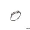 Silver  925 Curved Ring with Zircon 6mm